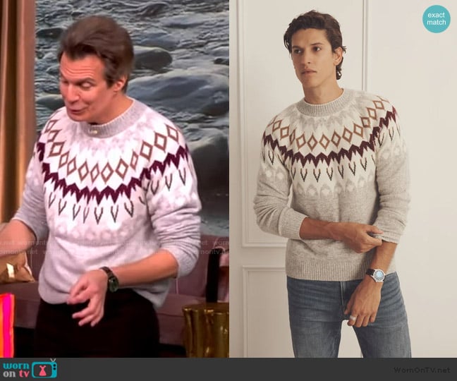 Adam Glassman’s gray fairisle sweater on The View Adam Glassman’s gray fairisle sweater on The View