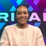 Napheesa Collier’s blush pink knit cardigan on Good Morning America