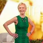 Natalie Grabo’s green snake skin print mini dress on Sherri