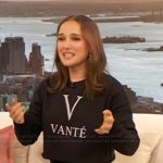 Natalie Portman’s black Vante sweatshirt on The Drew Barrymore Show