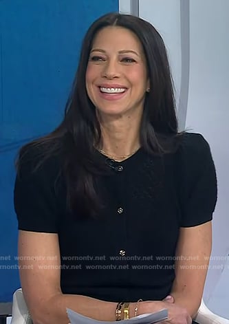 Natalie's black puff short sleeve cardigan on Today