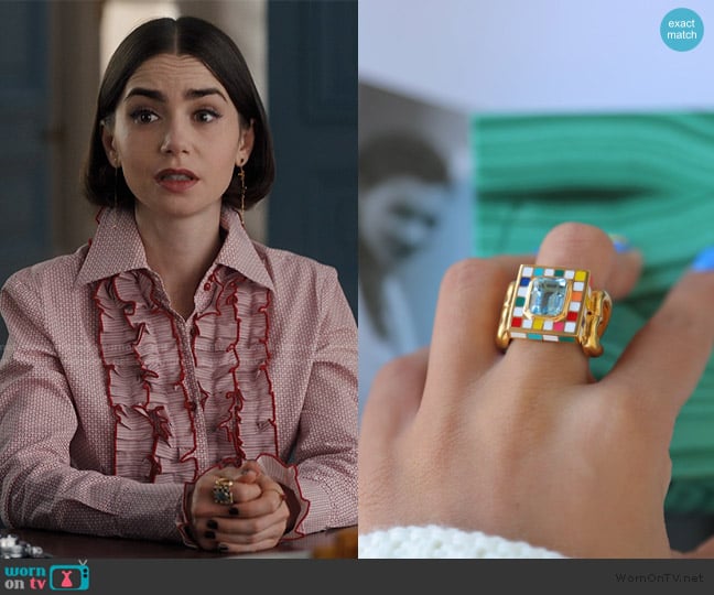 Never Not Let's Play Chess Ring worn by Emily Cooper (Lily Collins) on Emily in Paris