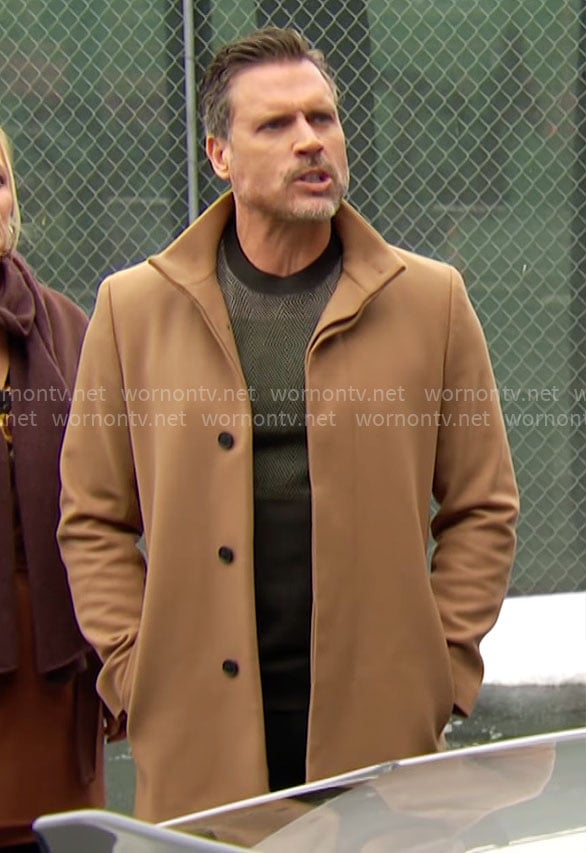 Nick’s camel coat on The Young and the Restless
