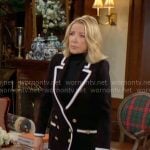 Nikki's black blazer with white trims on The Young and the Restless