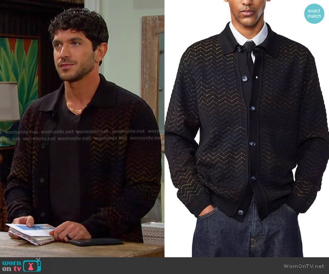 NN07 Thor Gradient Cardigan Sweater worn by Javi Hernandez (Al Calderon) on Days of our Lives