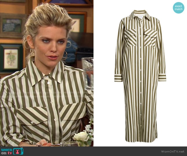 Nordstrom Stripe Two Pocket Long Sleeve Shirtdress worn by Catherina Greene (AnnaLynne McCord) on Days of our Lives