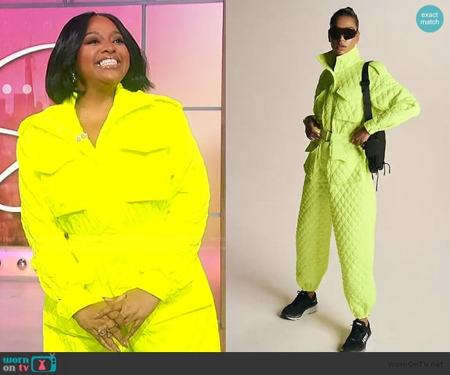 Norma Kamali Quilted turtleneck jumpsuit worn by Sherri Shepherd on Sherri