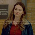 Novak’s red striped henley top on Chicago Fire