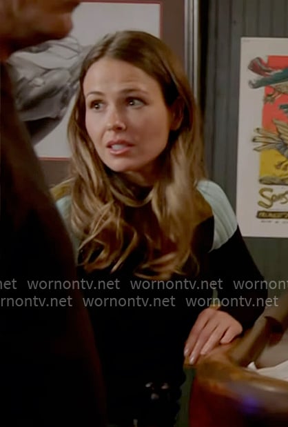 Novak’s colorblock sweater on Chicago Fire