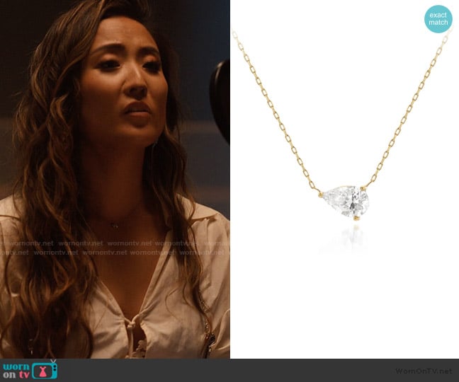 Nue Fine Jewelry Celeste Necklace in White Gold worn by Mindy Chen (Ashley Park) on Emily in Paris