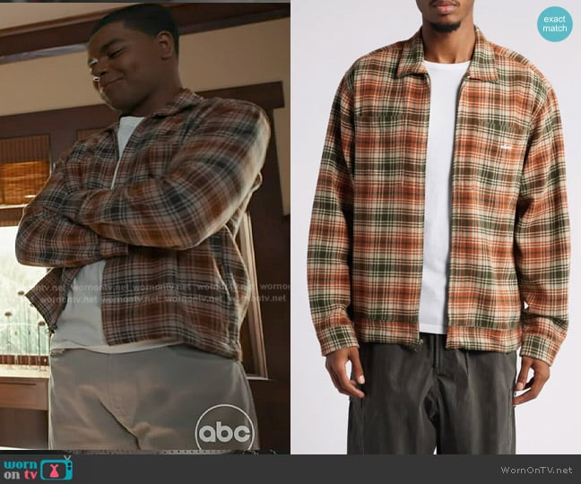 Obey Alton Plaid Zip-Up Shirt Jacket worn by Harry Grant (Elijah M. Cooper) on 9-1-1