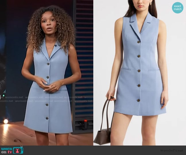 Open Edit The Icon Sleeveless Blazer Dress worn by Zuri Hall on Access Hollywood