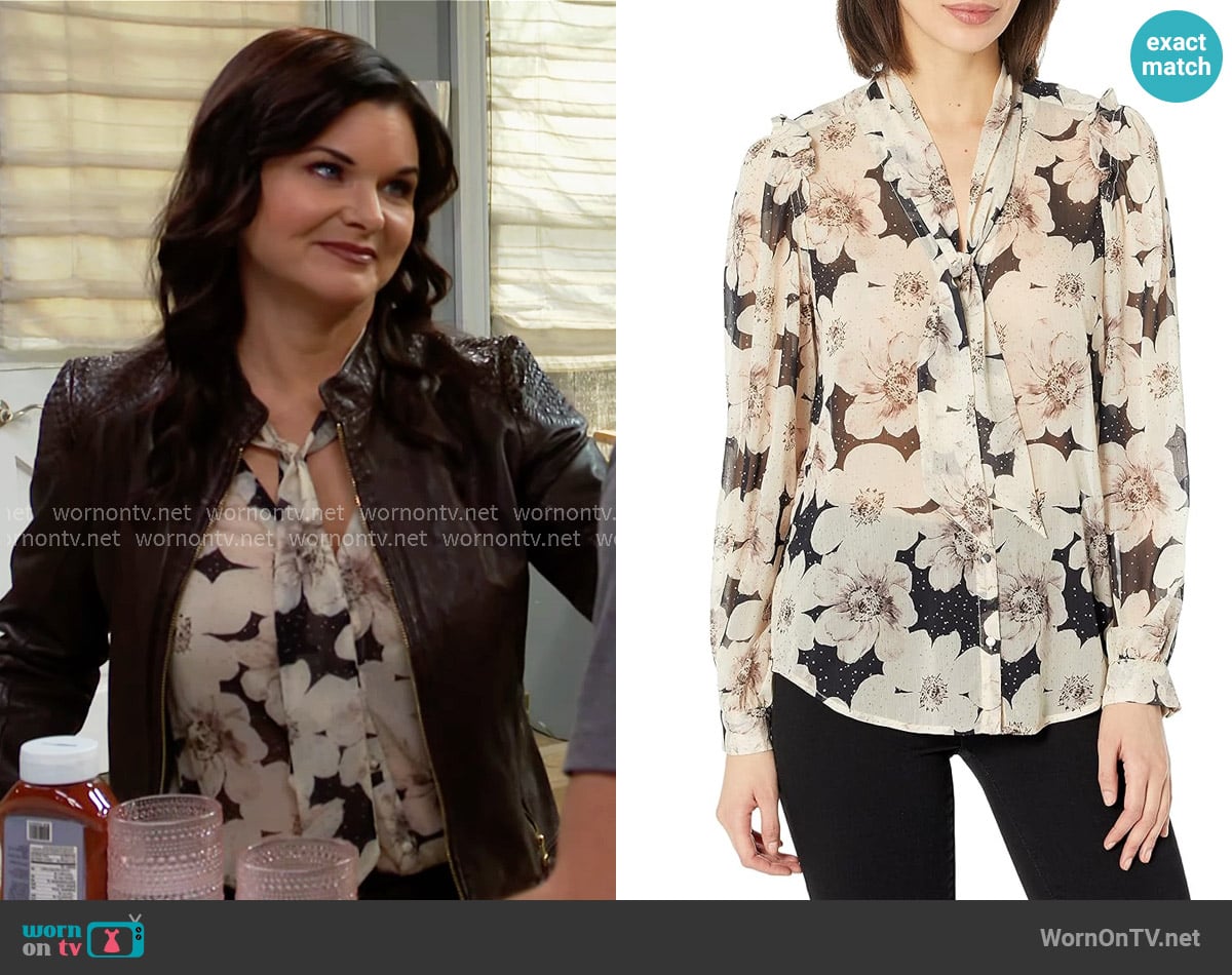 Paige Giada Floral Blouse worn by Katie Logan (Heather Tom) on The Bold and the Beautiful