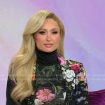 Paris Hilton’s black floral print top and blazer on Today