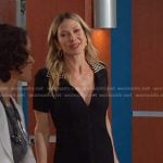 Kristen’s black pearl embellished collar dress on Days of our Lives