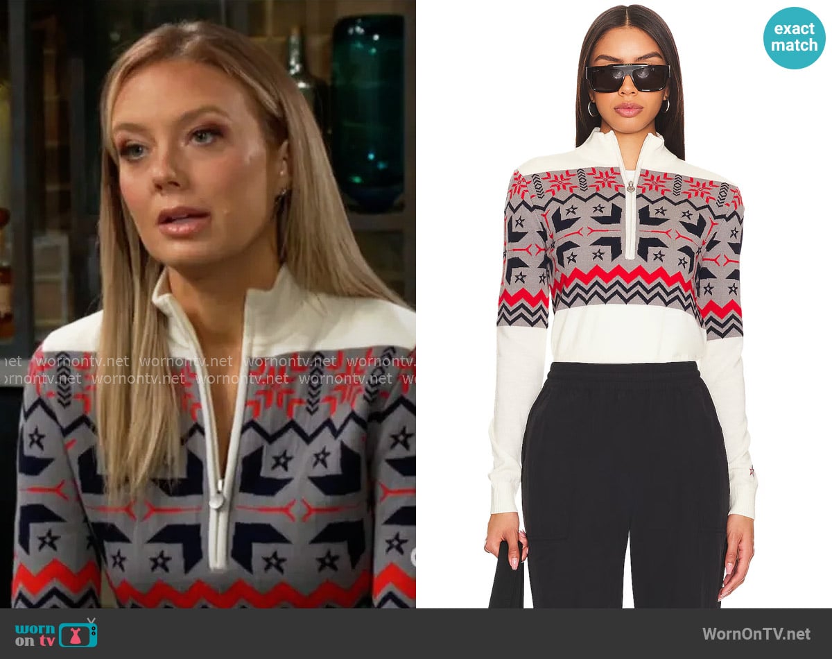 Perfect Moment Nordic Half Zip Sweater worn by Abby Newman (Melissa Ordway) on The Young and the Restless