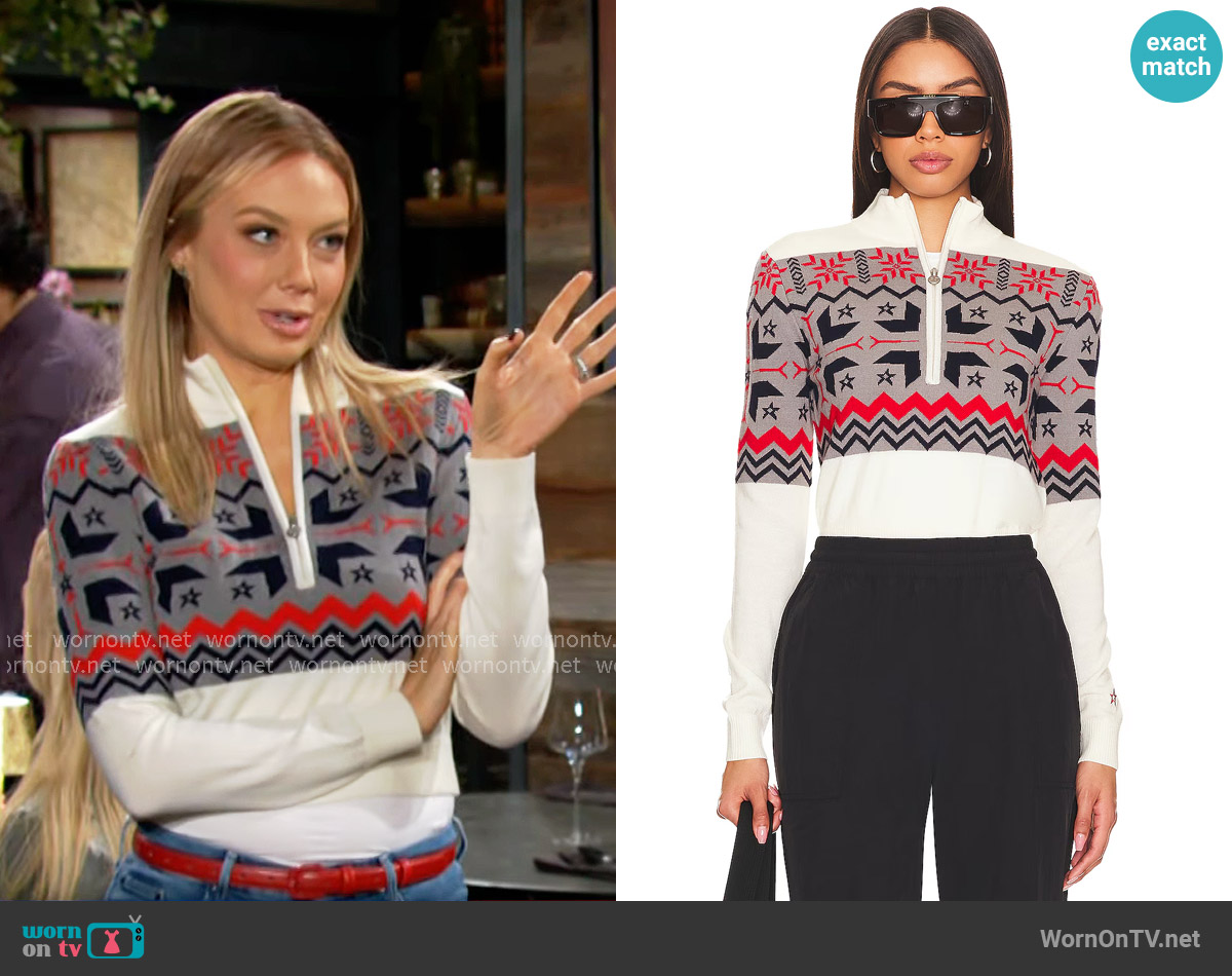 Perfect Moment Nordic Half Zip Sweater worn by Abby Newman (Melissa Ordway) on The Young and the Restless
