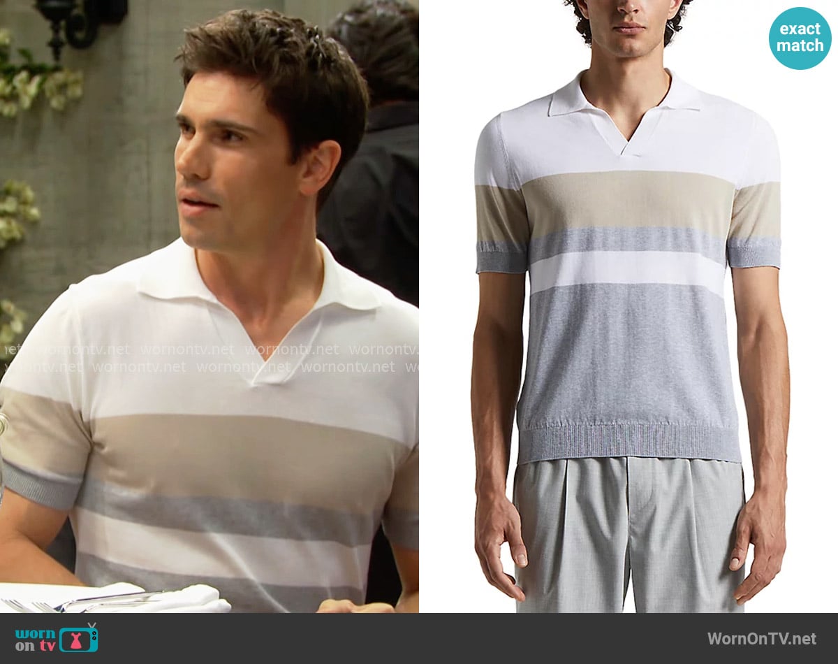Peserico Color Block Polo Shirt worn by Dr. John Finnegan (Tanner Novlan) on The Bold and the Beautiful