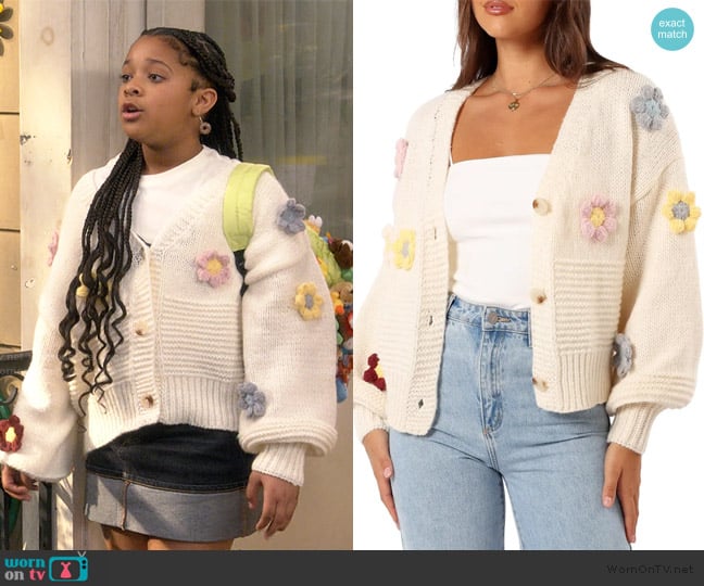 Petal & Pup Sienna 3D Flower Cardigan worn by Maya Upshaw (Journey Christine) on The Upshaws