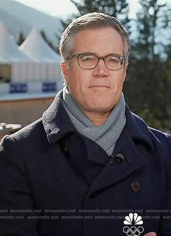 Peter Alexander's navy peacoat on Today