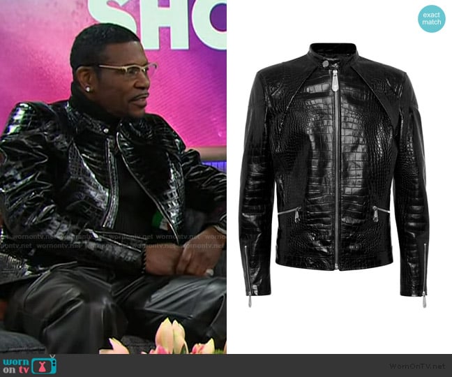 Philipp Plein Crocodile-embossed biker jacket worn by Keith Sweat on The Kelly Clarkson Show
