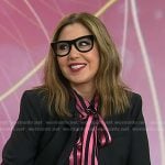 Rita Hazan’s pink stripe tie neck blouse on Today