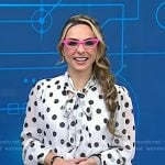 Katie Linendoll’s white polka dot tie neck blouse on Today