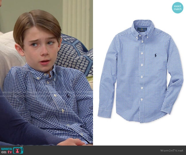 Polo Ralph Lauren Big Boys Gingham Cotton Poplin Shirt worn by Thomas DiMera (Cary Christopher) on Days of our Lives