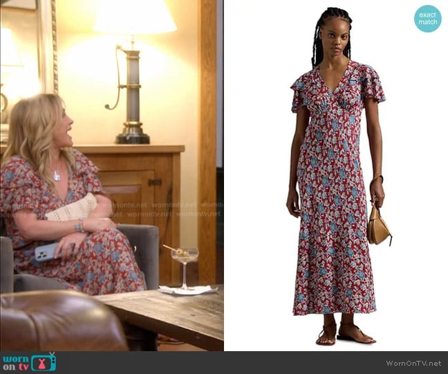 Polo Ralph Lauren Floral Print Silk Dress worn by Kathy Hilton on The Real Housewives of Beverly Hills