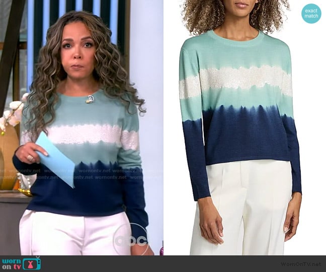 Prabal Gurung Sequined Striped Wool-Blend Sweater worn by Sunny Hostin on The View