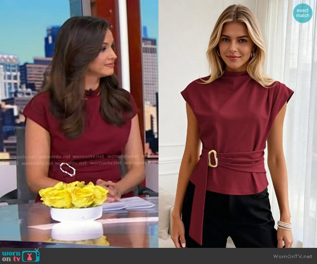 Hanna Battah’s red buckle waist top on GMA