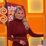 Rachel’s dark red ruched mini dress on The Price is Right