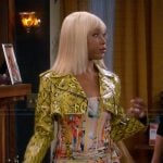 Tasha’s printed corset dress and jacket on The Upshaws