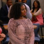 Savannah’s printed long sleeve top on The Upshaws