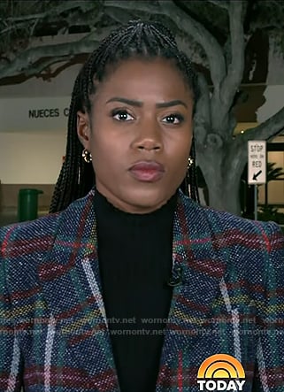 Priscilla Thompson’s blue plaid blazer on Today