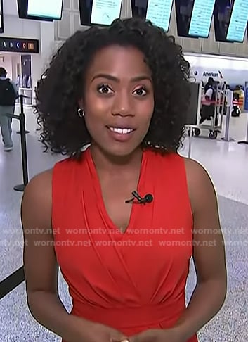 Priscilla Thompson's red laylered v-neck dress on Today