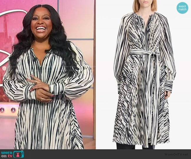 Proenza Scouler Carol stripe-print pleated dress worn by Sherri Shepherd on Sherri
