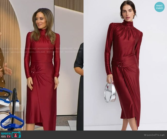 Rabanne Ruched Turtleneck Top and Skirt worn by Rhiannon Ally on Good Morning America
