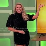 Rachel’s black sequin mini dress on The Price is Right