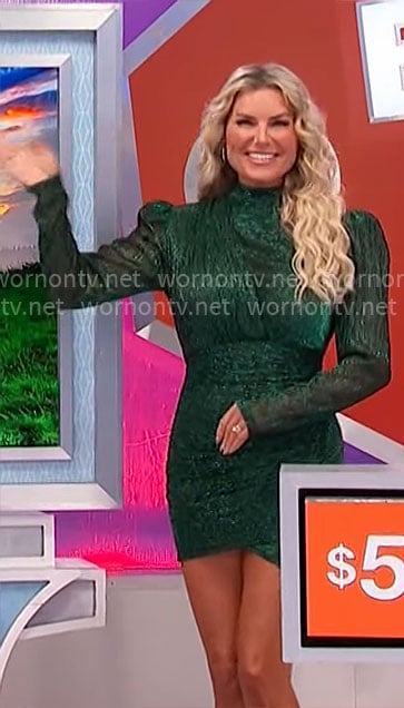Rachel’s sparkly green mini dress on The Price is Right