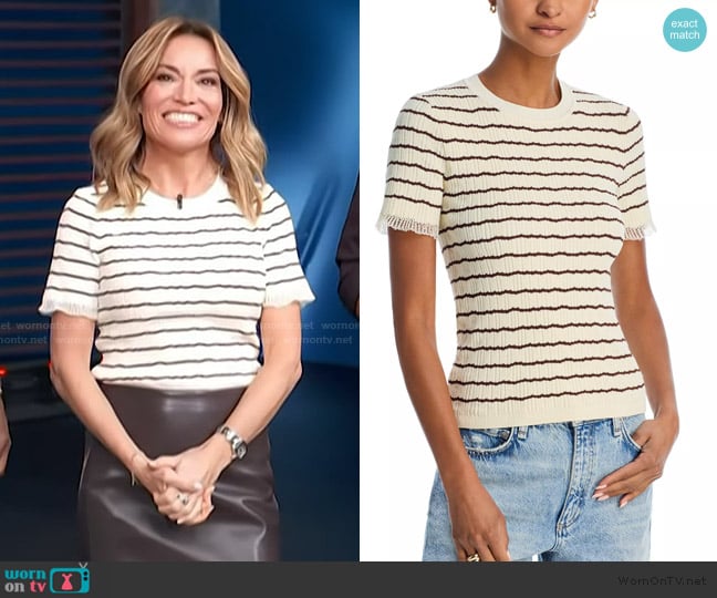 Rag and Bone Chiara Striped Sweater worn by Kit Hoover on Access Hollywood