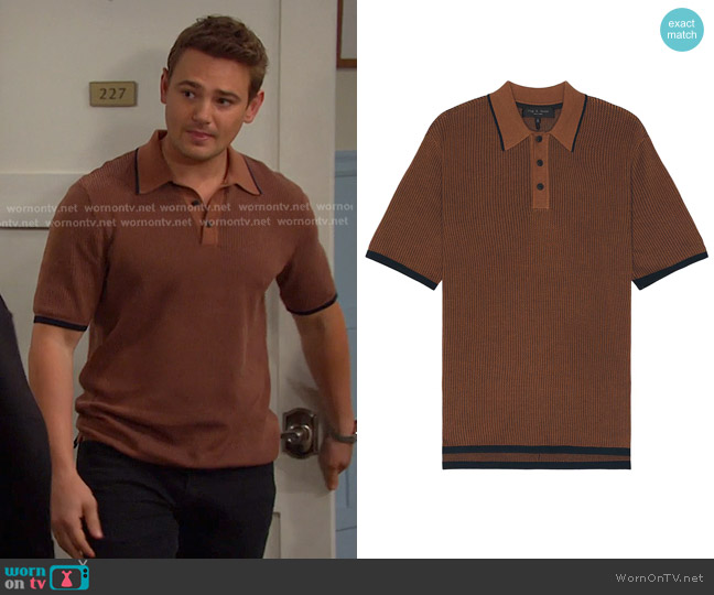 Rag & Bone Harvey Polo in Clay worn by Johnny DiMera (Carson Boatman) on Days of our Lives