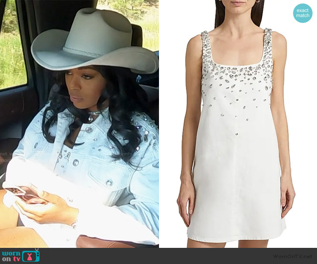 Rag & Bone Kimmie Embellished Denim Shift Dress worn by Keiarna Stewart on The Real Housewives of Potomac