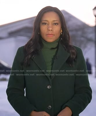 Rahcel's green coat on Good Morning America