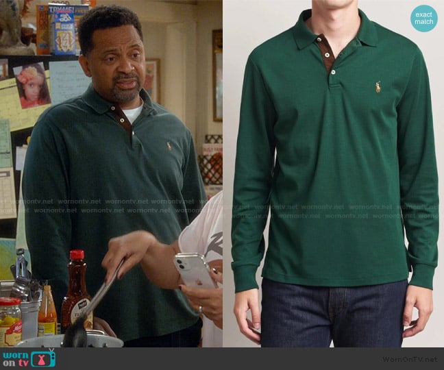 Ralph Lauren Long Sleeve Collared Polo worn by Bernard Upshaw (Mike Epps) on The Upshaws