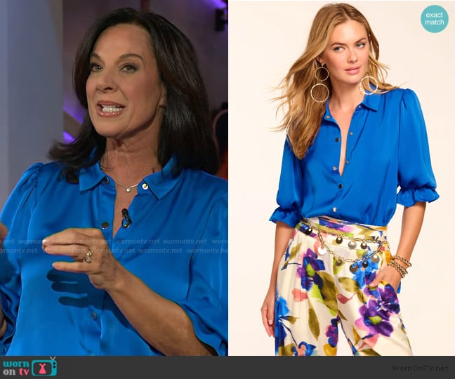 Ramy Brook Dina Button Down Bodysuit worn by Emily Kaufman on The Kelly Clarkson Show