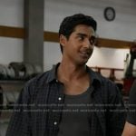 Ravi's navy grid check short sleeve shirt on 9-1-1