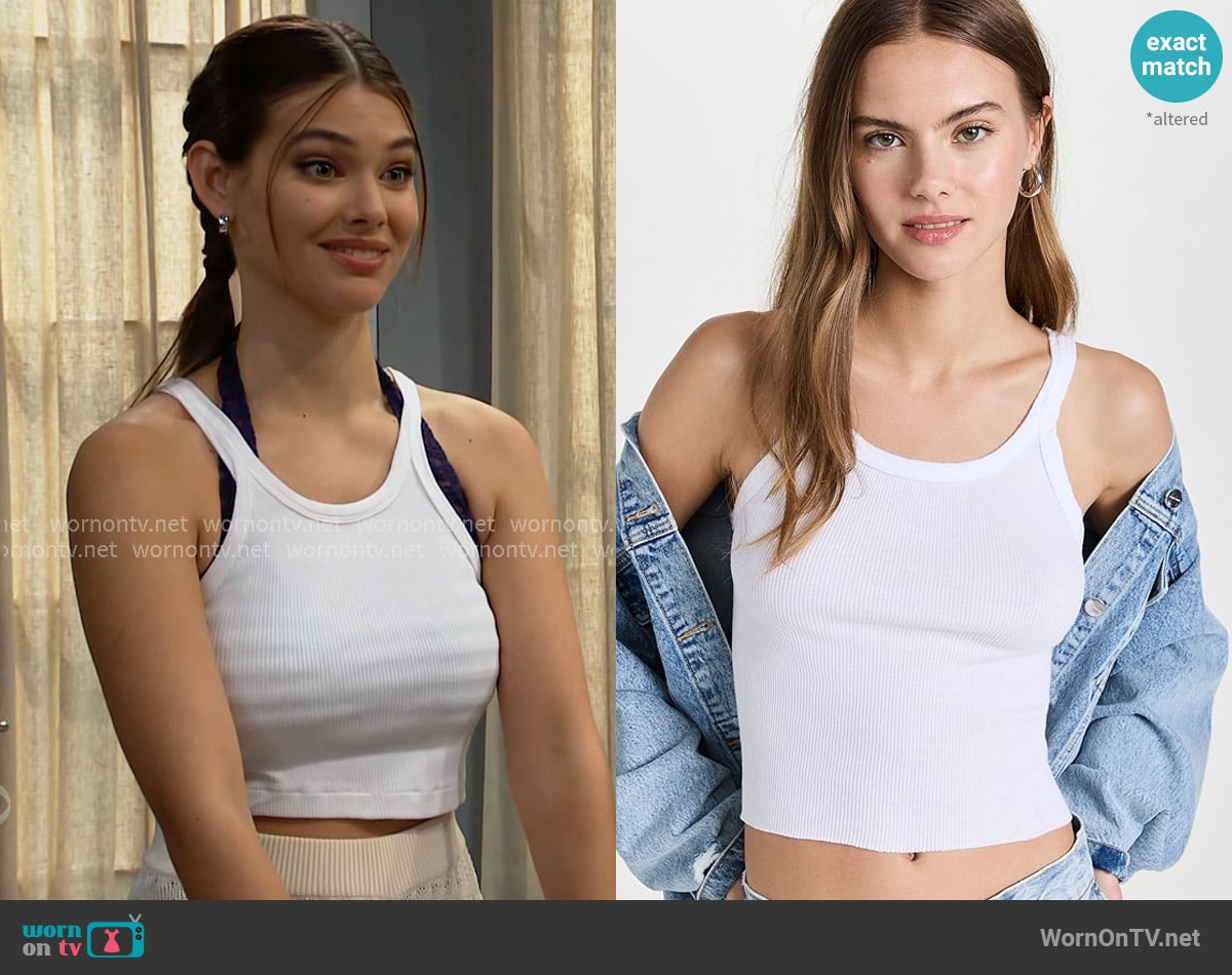 Electra’s white cropped tank top on The Bold and the Beautiful (altered)