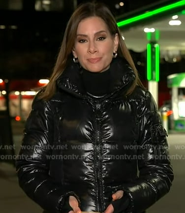 Rebecca's black puffer coat on Good Morning America