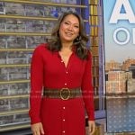 Ginger’s red knit shirtdress on Good Morning America